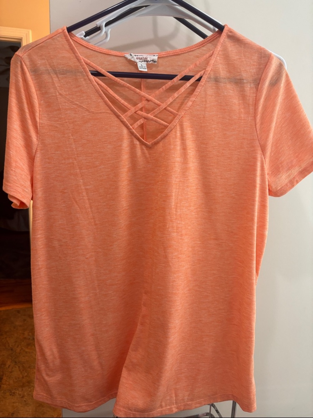 Women's Crisscross V-Neck Top - Orange